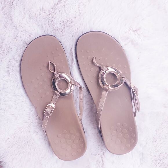 Vionic Karina Gold Accent Thong Sandal 11 - Picture 1 of 7